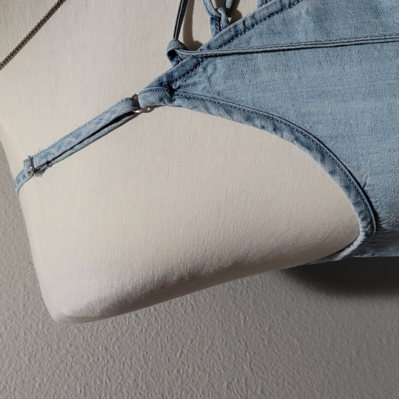 COPY - LOVE STITCH TANK TOP CRISS CROSS SLEEVELESS HIGH NECK BLUE WOMENS MEDIUM… - Picture 2 of 12